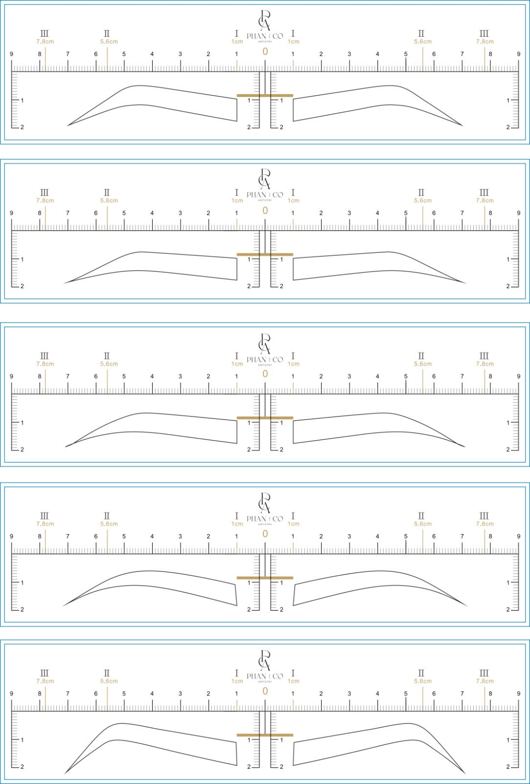BROW STENCILS - 7 shapes (each order comes with 35 stencils)